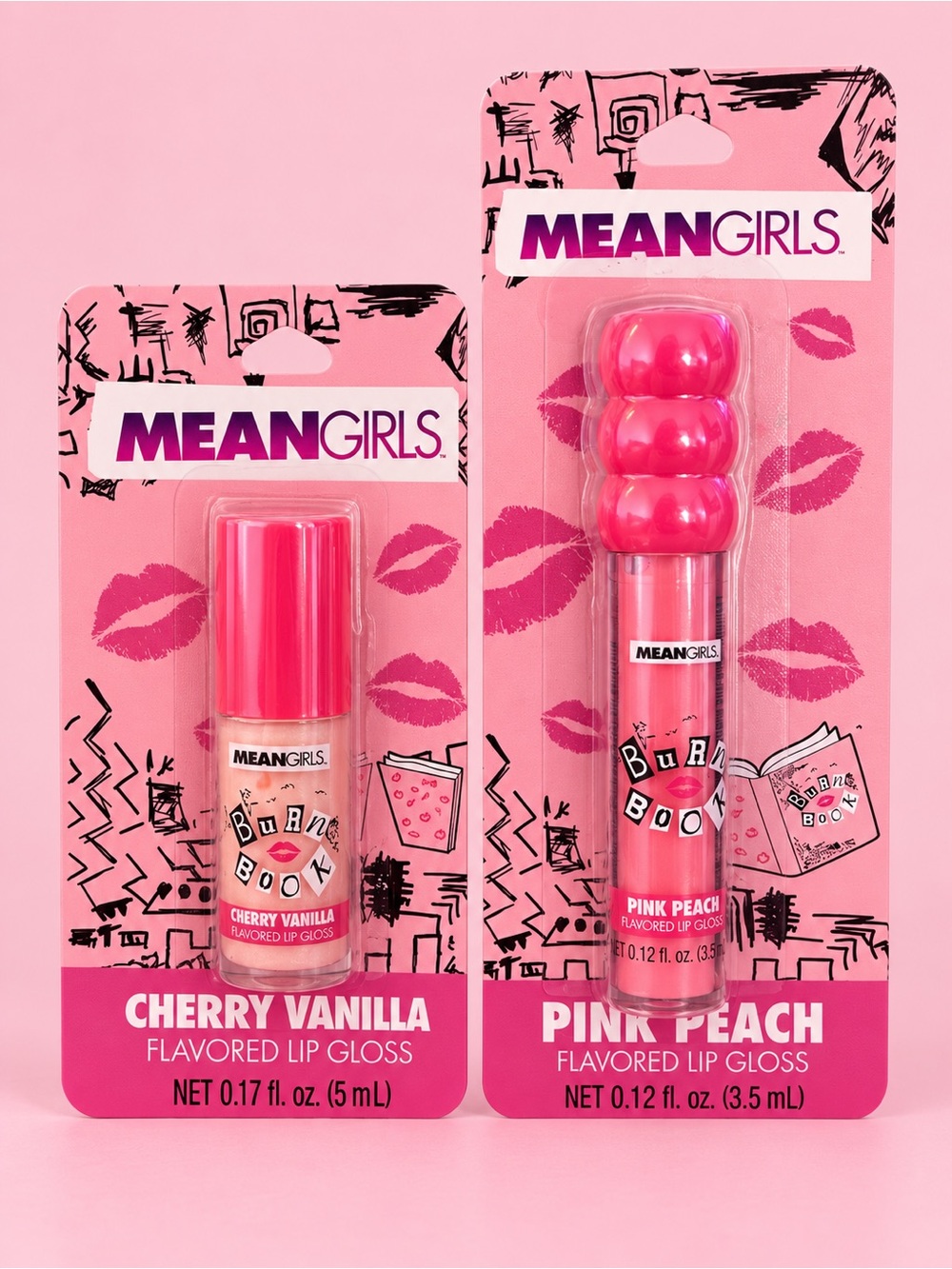 Mean Girls Cherry Vanilla & Pink Peach Flavored Lip Gloss Set